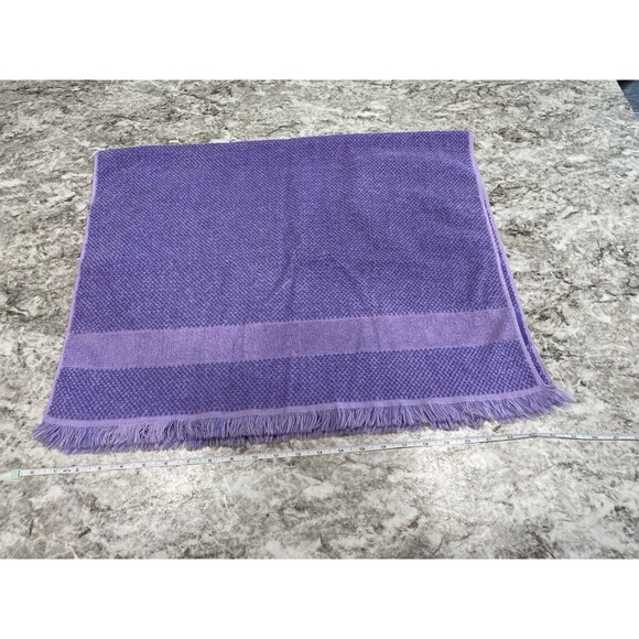 Fieldcrest Purple Cloth Cotton Fringe Towels 3 Piece Set Hand Bath MCM Vintage - Picture 15 of 16